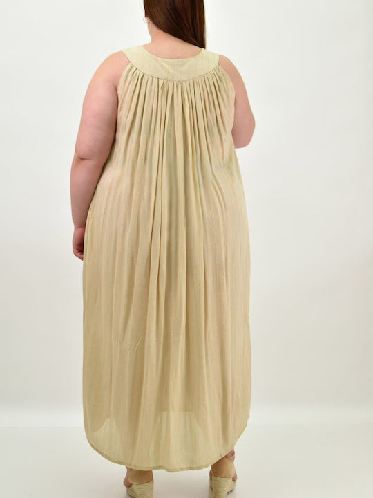 Women's Sleeveless Beige Kaftan 20109