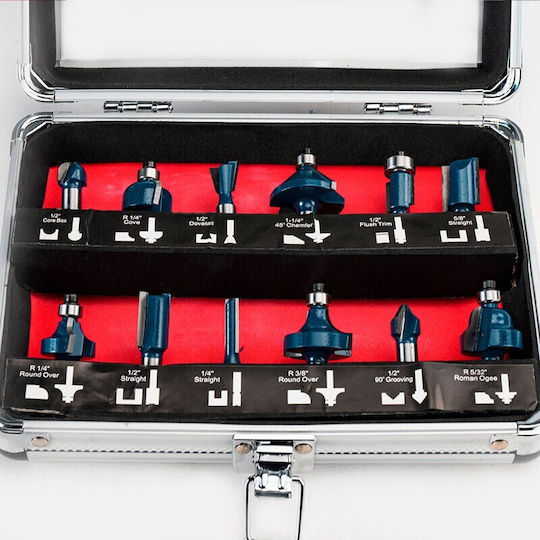 Bormann Pro BHT1620 Set Cutters for Router Cutter Set Carbide 8mm 12pcs