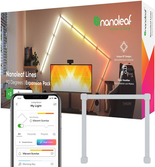 Nanoleaf Smart Φωτιστικό Lines LED RGB Μπάρα 3τμχ