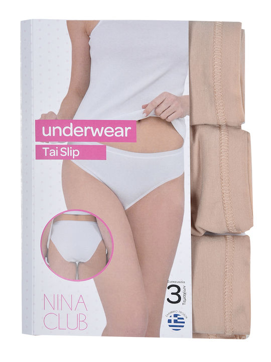 Βαμβακερά Ψηλόμεσα Γυναικεία Slip 3Pack Beige / Black / White