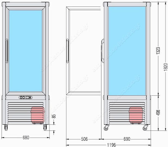 Tecfrigo Maintenance Showcase Floor with 5 Levels with Capacity 400lt 68x69x182cm Prisma 400 TNV PG