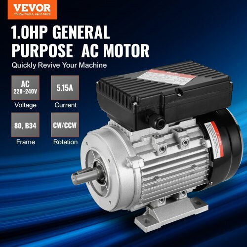 Single-phase Electric Motor 0.75 Kw 1400 Rpm Frame B34 5.15 A 220 V/50 Hz