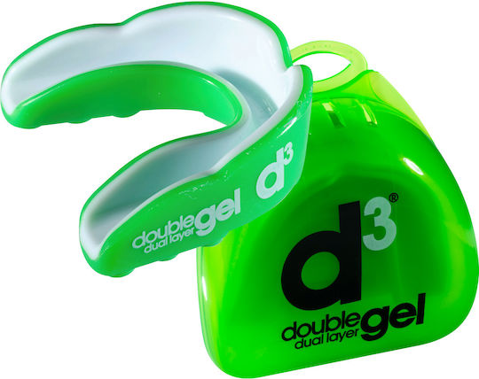 D3 Double Dual Layer Gel Mouthguard Athlete Protection Mouthpiece 12+ Years Old Black Blue