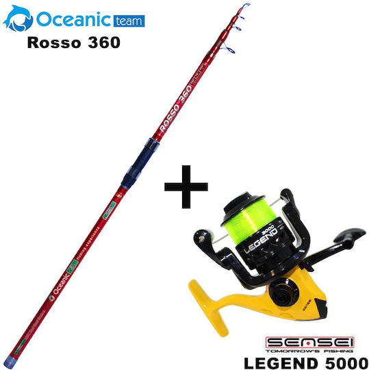 Oceanic Rosso 360 Риболовен прът за Риболов със сърф 3.6м с механизъм 80-150гр