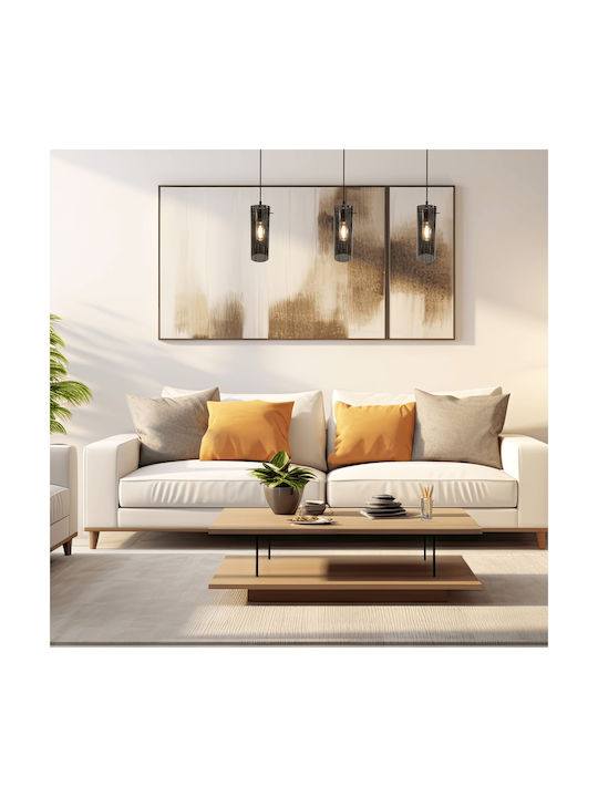 Eko Light Ρυθμιζόμενο Κρεμαστό Φωτιστικό Μαύρο με Ντουί E27
