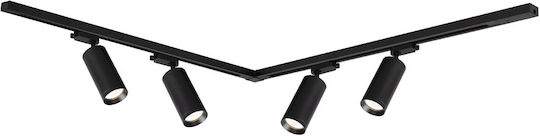 Eko Light Σποτ με 4 Φώτα και με Ντουί GU10 σε Μαύρο Χρώμα Eko Light Σποτ με 4 Φώτα και με Ντουί GU10 σε Μαύρο Χρώμα