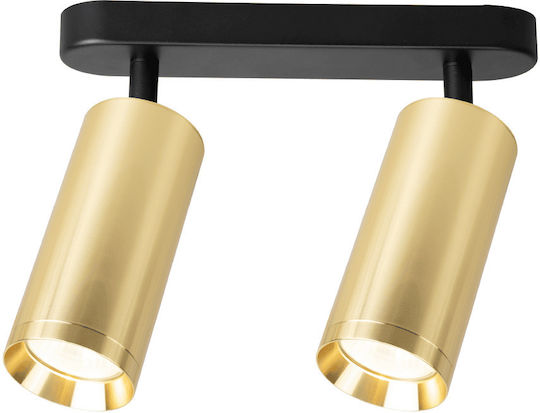 Eko Light Διπλό Σποτ με Ντουί GU10 σε Χρυσό Χρώμα