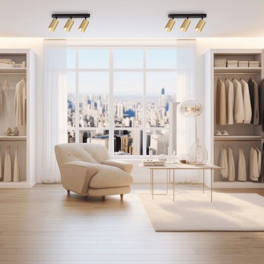 Eko Light Dreifach Spot mit Fassung GU10 in Gold Farbe