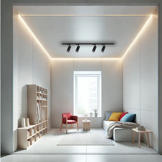 Eko Light Spot cu 4 Lumini și cu Soclu GU10 în Culoare Negru