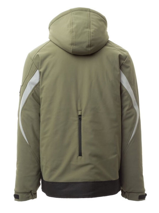Payper Wonder Pad Work Jacket Reflective Softshell with Detachable Hood Green