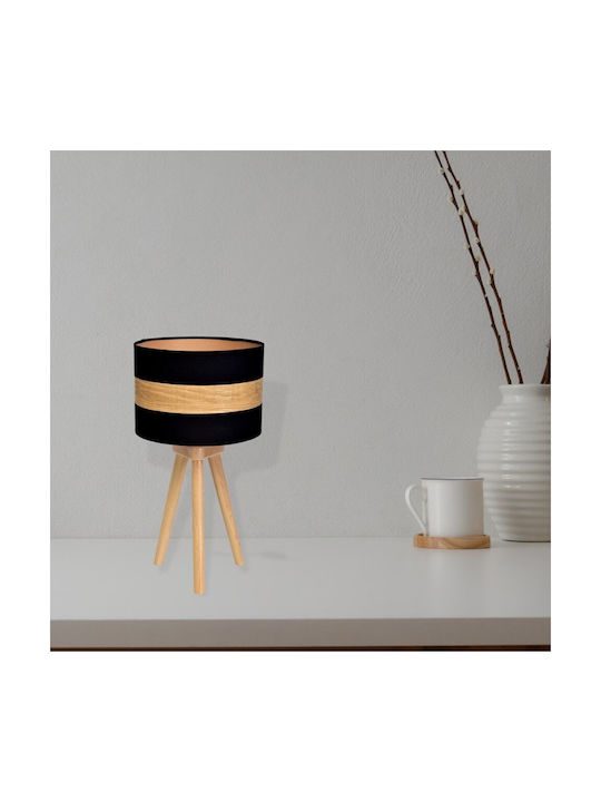 Eko Light Wood Table Lamp for Socket E27 with Orange Shade and Base