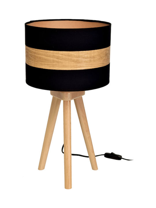 Eko Light Wood Table Lamp for Socket E27 with Orange Shade and Base