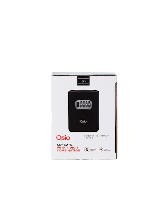 Osio Wall-mounted Combination Key Holder Metallic with Combination Dial 9x4x12cm