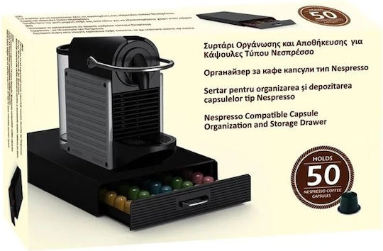 Sertar Organizator Capsule Nespresso cu Capacitate de 50 de Bucăți Negru