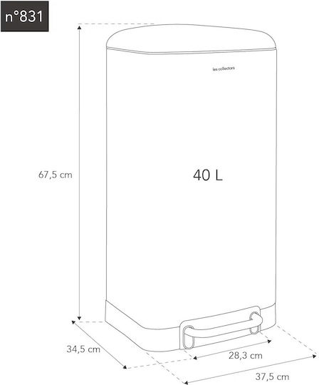 Les Collectors Waste Bin N831 Made of Stainless Steel with Grey Pedal 40lt