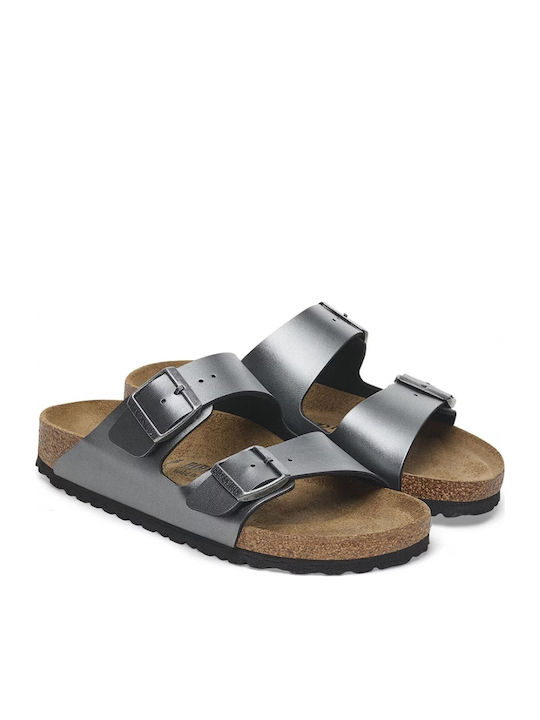 Arizona Women's Flat Sandals Metallic Black Narrow Fit