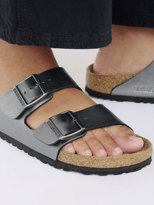 Arizona Women's Flat Sandals Metallic Black Narrow Fit