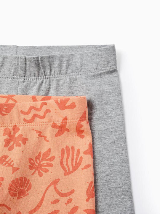 Kids Leggings Set Cycling Short Orange-melange