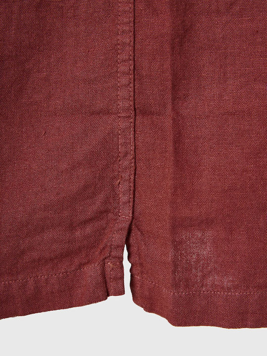 Къс ръкав Риза Едноцветен Spice Brown Burgundy