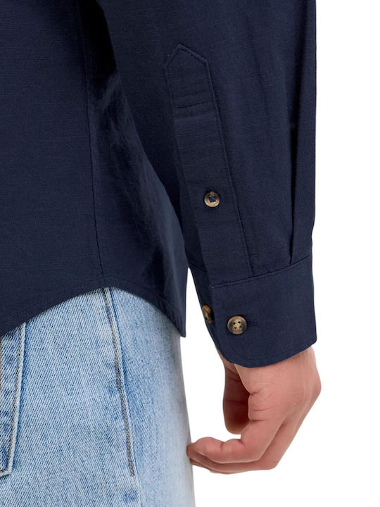 Long-sleeved Cotton Shirt Navy Blazer Blue