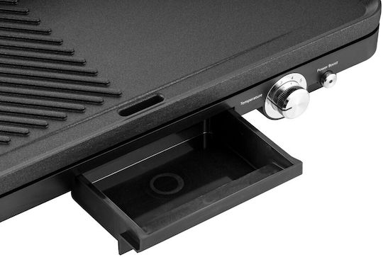 Gruppe LW 830 Tabletop Electric Grill Smooth and Ribbed Plate 1800W with Adjustable Thermostat 50.8cmx25.4cmcm