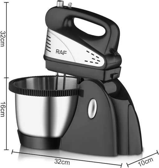 Raf Mixer mit Edelstahlbehälter 3Es Schwarz 800W