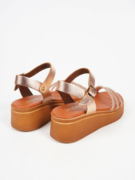 Women's Ankle Strap Platforms Gold