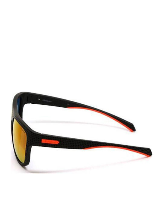 Polaroid Men's Sunglasses with Black Plastic Frame and Orange Polarized Mirror Lens PLD7023/S OIT/OZ