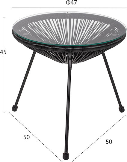 Set Salon Pentru Spații Exterioare Mici Acapulco 3 Piese Negru