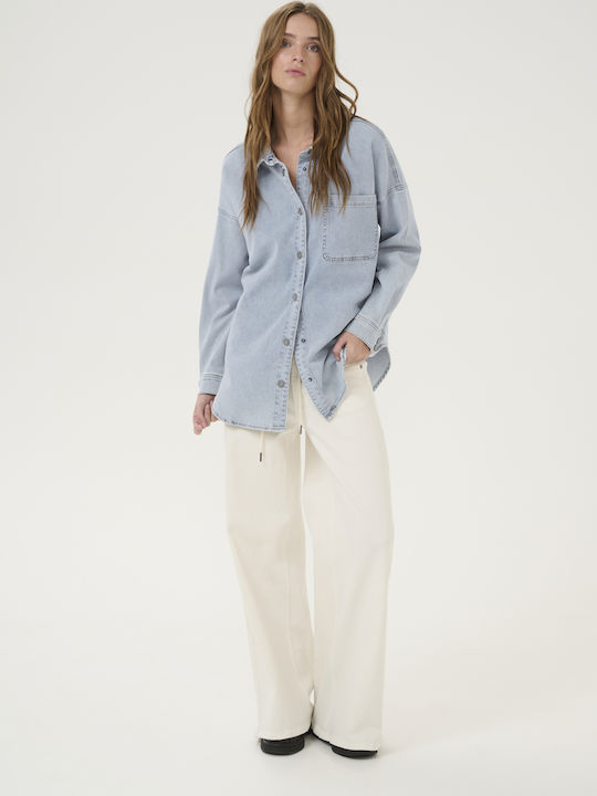 Μακρυμάνικο Γυναικείο Τζιν Πουκάμισο Light Blue Wash
