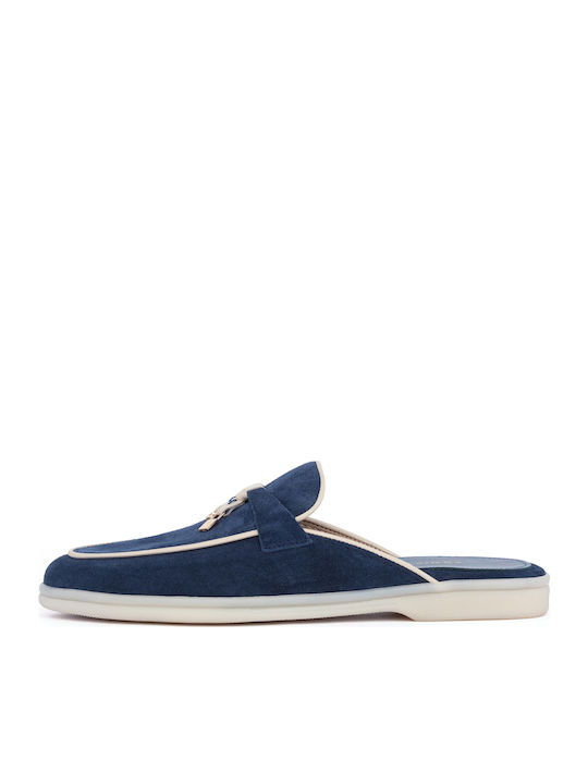 Suede Mule cu cu gleznă înaltă Toc în Culoare Albastru