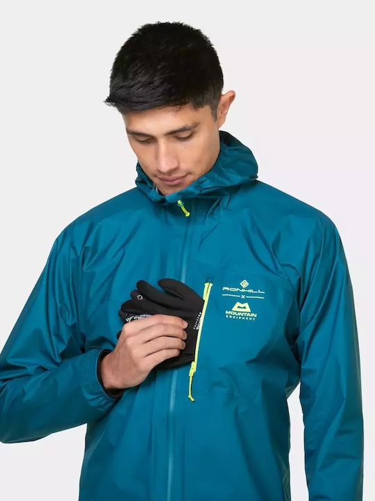 Geci Bărbați Hardshell Waterproof și cu protecție împotriva vântului Deep Teal/acid Albastru