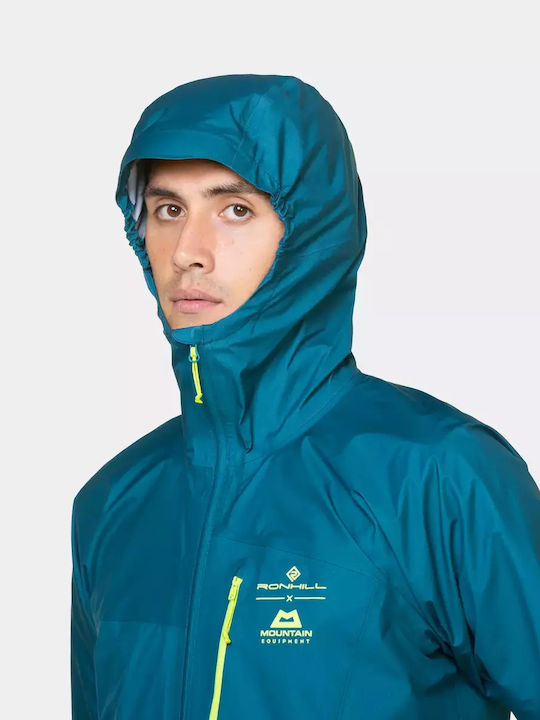 Geci Bărbați Hardshell Waterproof și cu protecție împotriva vântului Deep Teal/acid Albastru