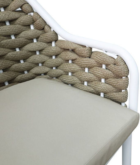 Outdoor Chair Metallic Zuki White with Cushion 55x54x109cm