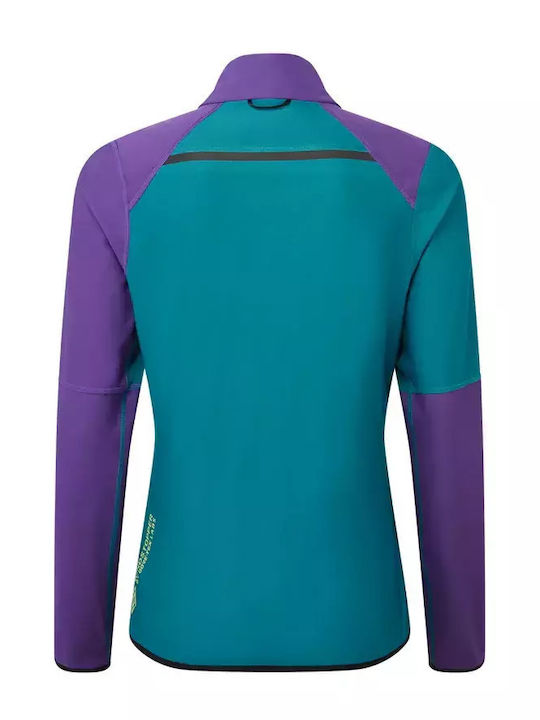 Women's Running Short Sports Hardshell Jacket Waterproof and Windproof for Winter with Hood Marine/regal Purple