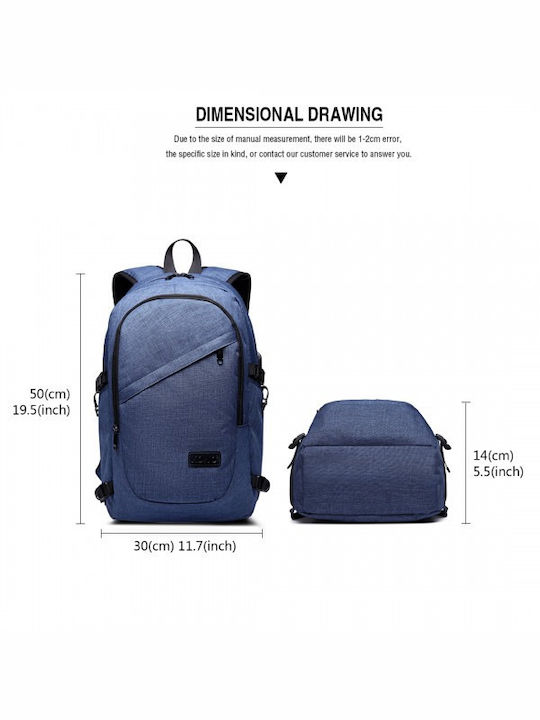 Miss Lulu Laptop Backpack for 15.6" Laptop with USB Port in Blue Color E6715 NY