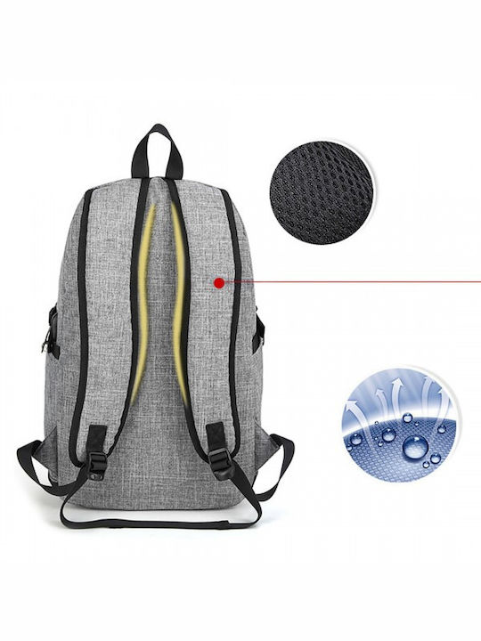 Miss Lulu Τσάντα Πλάτης για Laptop 15.6" με Θύρα USB σε Γκρι χρώμα E6715-GY