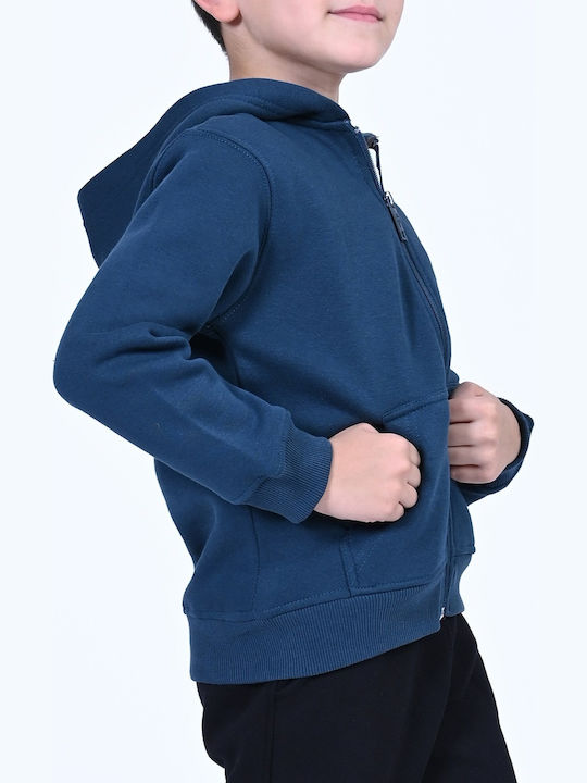 Παιδική Ζακέτα Φούτερ Fleece με Κουκούλα Πετρόλ
