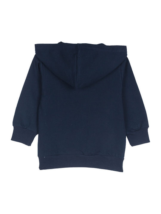 Kids Sweatshirt Cardigan Cotton with Hood Blue