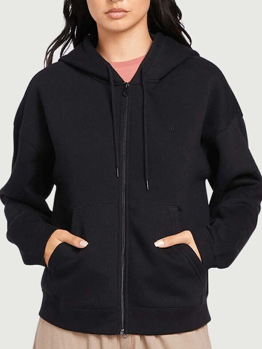 Stone Heart Up Fleece Γυναικεία Ζακέτα με Φερμουάρ Black