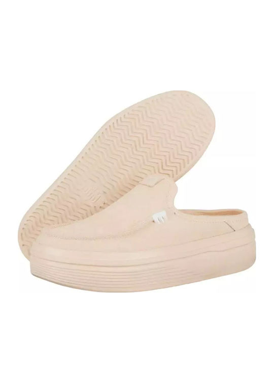 Suede Mules με Ψηλό Τακούνι σε Μπεζ Χρώμα