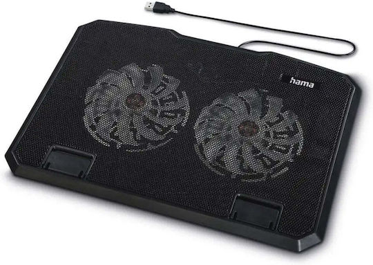 HAMA Black Metal Охлаждаща подложка за Лаптоп до 15.6" с 2 Вентилатори Черен