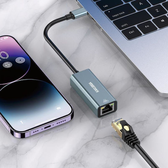 Kakusiga KSC-905/GRAY/TC Αντάπτορας Δικτύου USB-C με Ενσύρματη Σύνδεση Ethernet