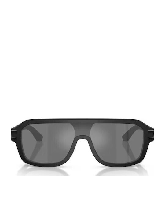 Dolce & Gabbana Men's Sunglasses with Black Horn-Rimmed Frame and Grey Mirror Lens DG4507 25256G