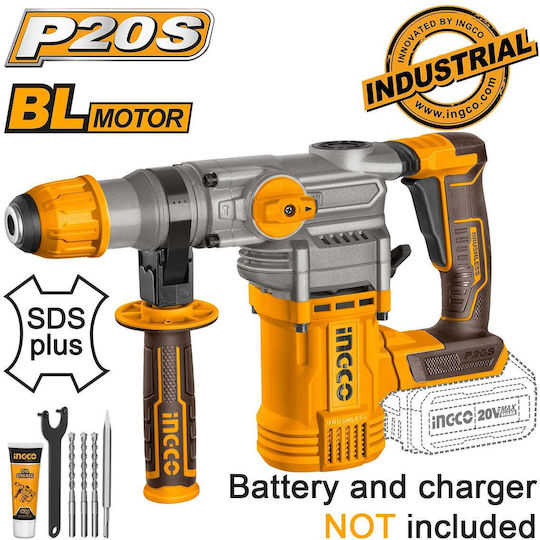 Ingco Impact Demolition Hammer Battery Brushless 20V Solo with Chuck SDS Plus CRHLI20288
