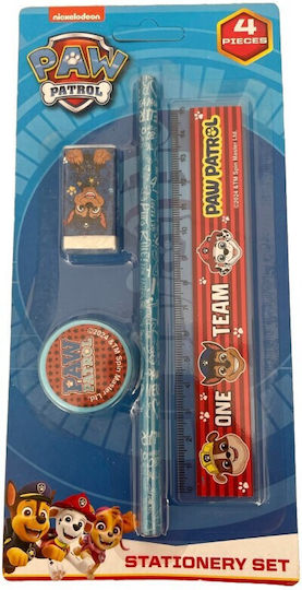Paw Patrol Paw Patrol Kinder Schreibwarenset mit Bleistift, Spitzer, Radiergummi und Lineal Red 4Stück