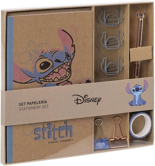 Cerda Stitch Детски Комплект Ученически Пособия с Молив Острилка и Тефтер 5 Брой