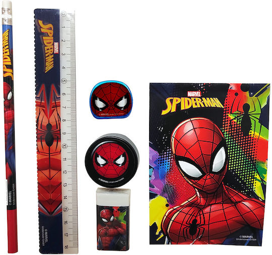 Gim Spiderman Kinder Schreibwarenset mit Bleistiftbox 6Stück
