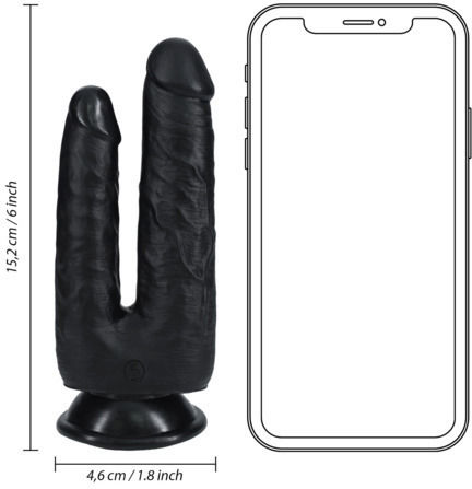 Shots Διπλό Dildo με Βεντούζα Μαύρο 15cm