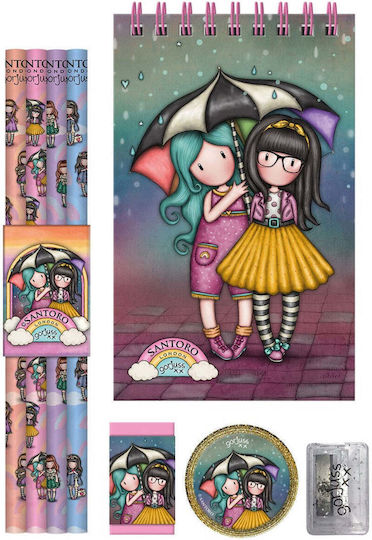 Santoro Be Kind To Each Other Kids Stationery Set with Pencil, Sharpener, Eraser and Notepad